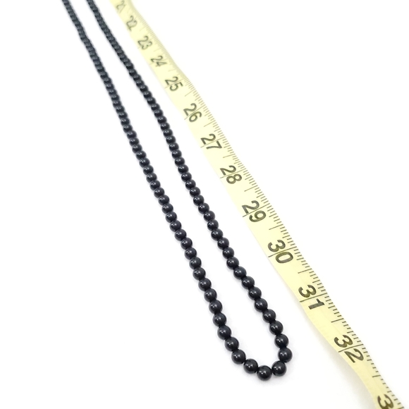 Long Black Plastic Beaded Necklace 32" length - Picture 6 of 6